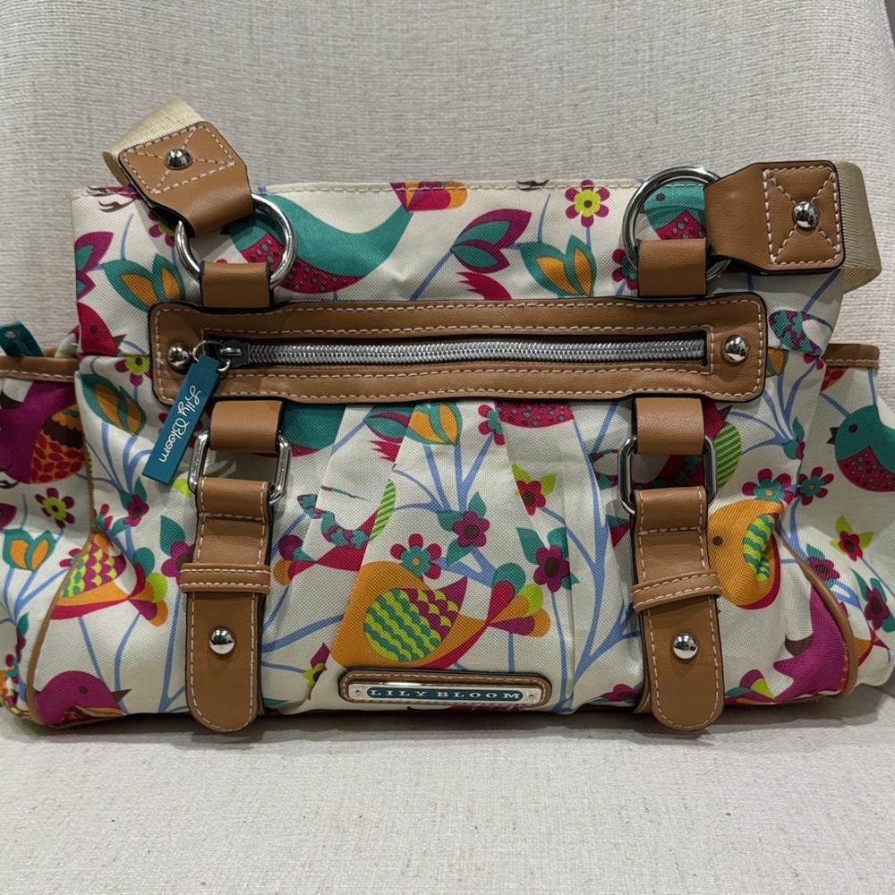 Lily Bloom Multicolor Bird Print Satchel